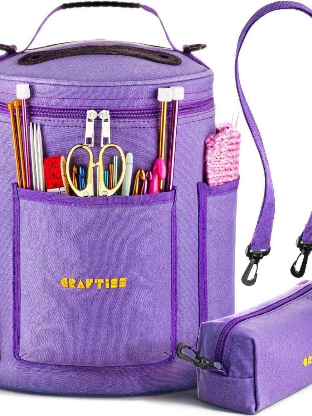 Crochet Bag Organizer & Yarn Storage Bag, Knitting Bag And Yarn Holder With Remo